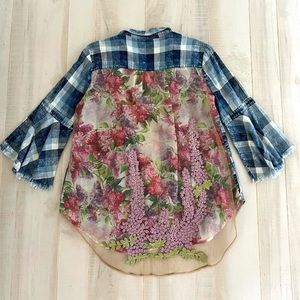Aratta Denim & Floral Blouse